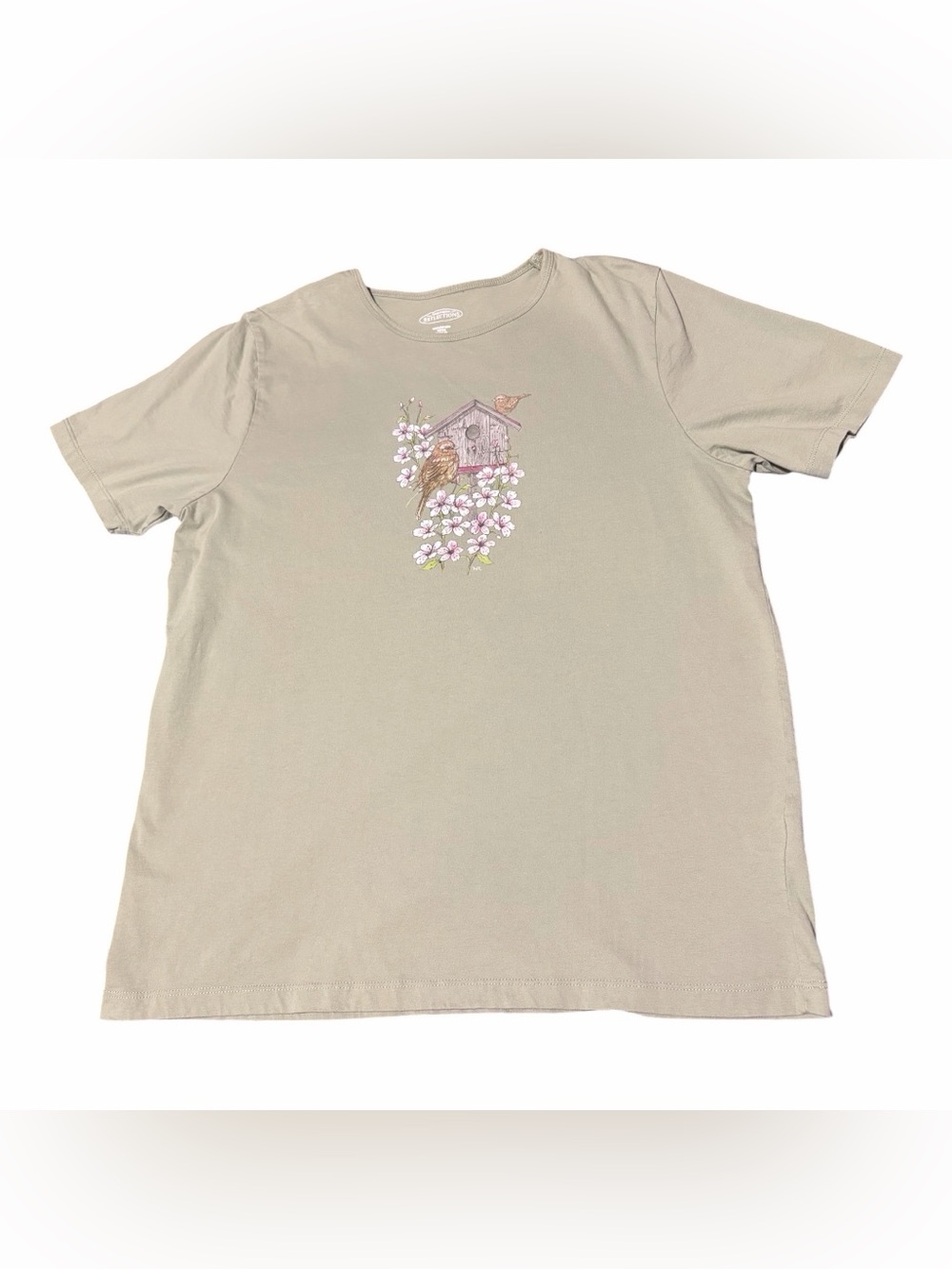 Northern Reflections Tee Size Large Green Birdhouse Graphic Print Crew Neck Cute
